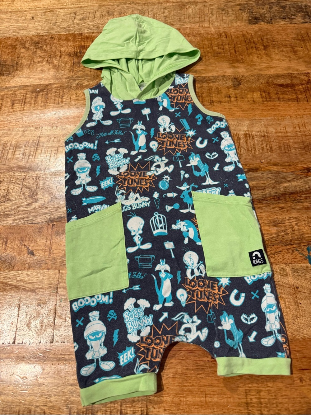 RAGS x Looney Tunes Bugs Bunny Hooded Rag Romper Boys 2T